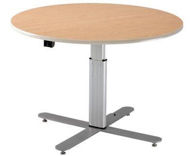 47" Round Electric Hi-Low Work Table, American Maple
