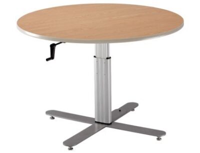 42" Round Hand Crank Hi-Low Work Table, American Maple